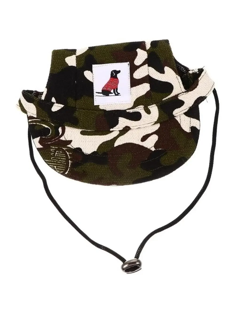 Camouflage Dog Hat Green/Brown Outdoor Hunting Sun Cap for Dogs w Ear Holes New